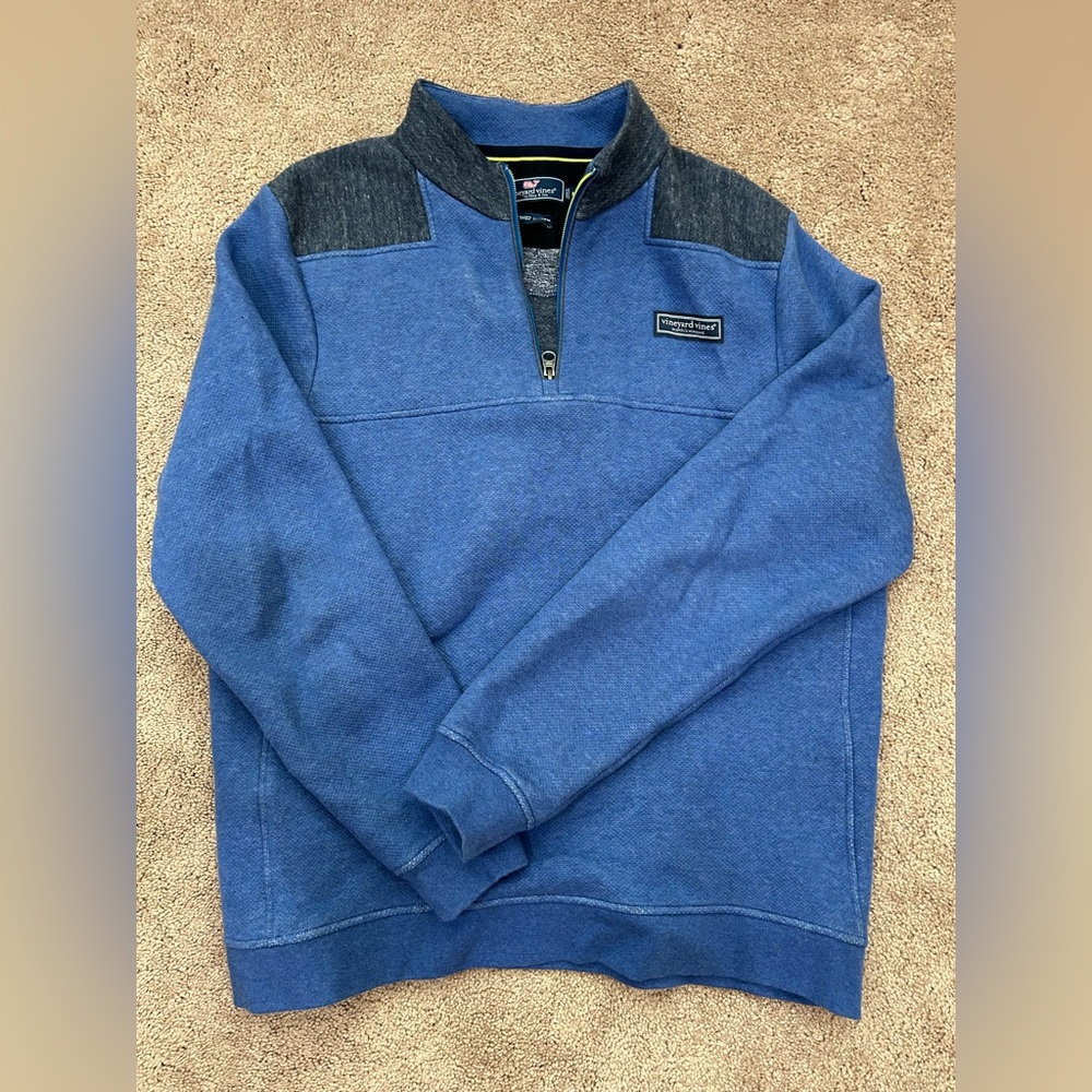Vineyard Vines Blue Saltwater Fleece Half-Zip Shep Shirt